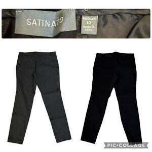 Satinato Office Wear Pants Lot Of 2 Charcoal And‎ Black Sz 12